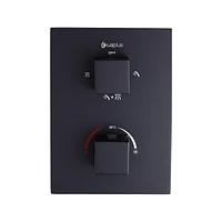 Square thermostatic valve 2-way, magnetic hand shower 3 settings, spout, matte black finish