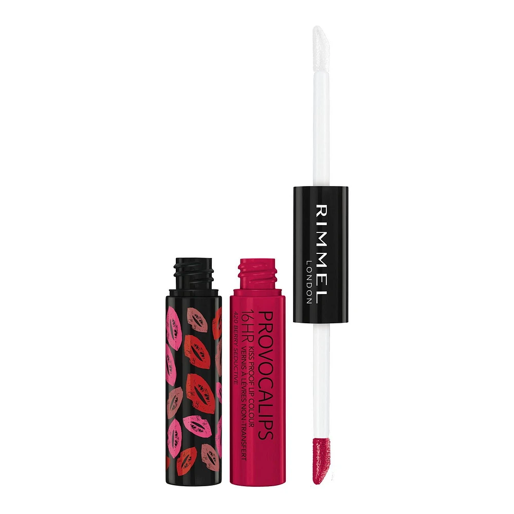 Rimmel Provocalips 16HR Kiss-Proof Lip Colour, two-step, glossy finish, 16H of colour, lightweight & flexible formula, 100% Cruelty-Free, Mask-Resistant Lipstick