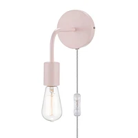 Globe Electric Novogratz x Globe Walter 1-Light Plug-in or Hardwire Wall Sconce, Blush Pink, 6ft Clear Cord, Inline On/Off Rocker Switch, 51830