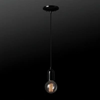 Globe Electric Novogratz x Globe Jaxson 1-Light Pendant Light, Glossy Black Faux Ceramic Socket, Designer Black Cloth Hanging Cord, 60614