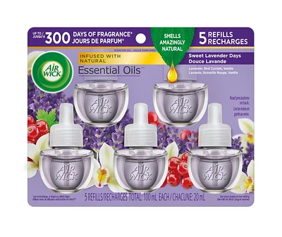 Air Wick Plug In Air Freshener, Scented Oil, 5 Refills, Sweet Lavender Days, 5x20ml