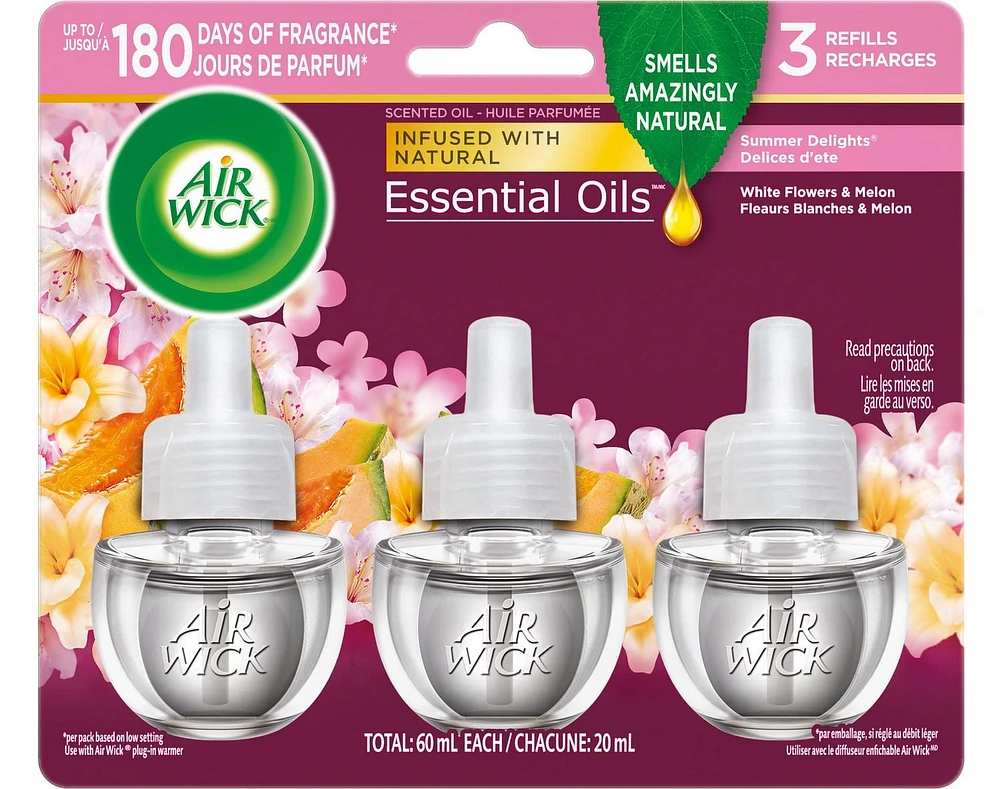 Air Wick Plug In Scented Oil, 3 Refills, Summer Delights, (3x20mL), 3x20ml