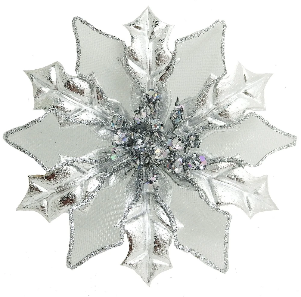 Holiday Times Metallic Silver Flower Clip