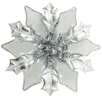 Holiday Times Metallic Silver Flower Clip