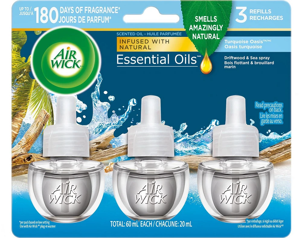 Air Wick Plug In Scented Oil, 3 Refills, Turquoise Oasis, (3x20mL), 3x20ml