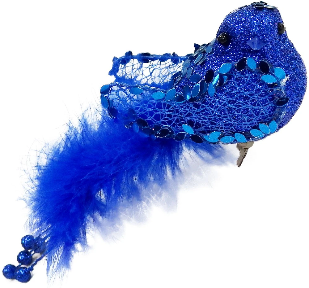 Holiday Times Deep Blue Feather Bird Clip