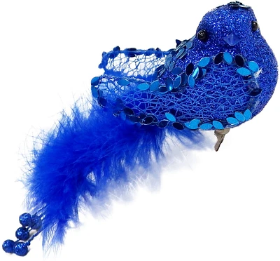 Holiday Times Deep Blue Feather Bird Clip