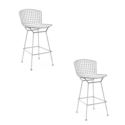 Aserion Counter Stool (26") with metal seat and chrome legs SET OF 2