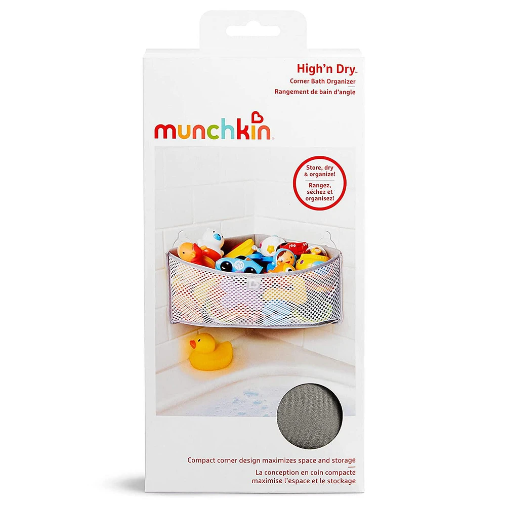 Organisateur de jouets de bain en coin haut et sec Munchkin, Gris Organisateur de bain