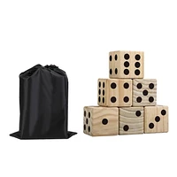 Hathaway High Roller Yard Dice Set with 6 X 3.5-in Wooden Dice And Black Nylon Storage Bag, Reusable Scorecard Included