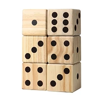 Hathaway High Roller Yard Dice Set with 6 X 3.5-in Wooden Dice And Black Nylon Storage Bag, Reusable Scorecard Included