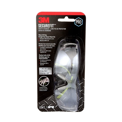 3M™SecureFit™ 400 Series Safety Eyewear SF400M-WV-4-PS, Black Frame, Green Accent, Mirror Anti-scratch Lens