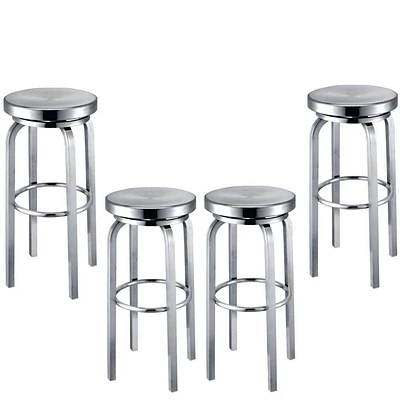 Mel Counter Stainless Steel Stool with Footrest 26"H Set of 4