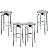 Mel Counter Stainless Steel Stool with Footrest 26"H Set of 4