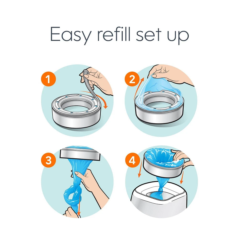 Recharge ronde non-parfumée pour poubelle à couches Diaper Genie Emballage de 3 recharges