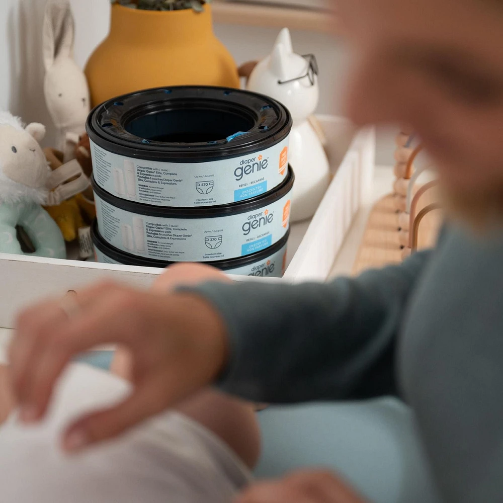 Recharge ronde non-parfumée pour poubelle à couches Diaper Genie Emballage de 3 recharges