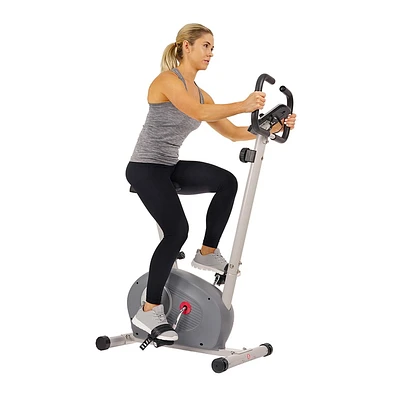 Sunny Health & Fitness Magnetic Resistance Upright Bike with Adjustable Seat, Magnetic Resistance, & Device Holder - SF-B2906