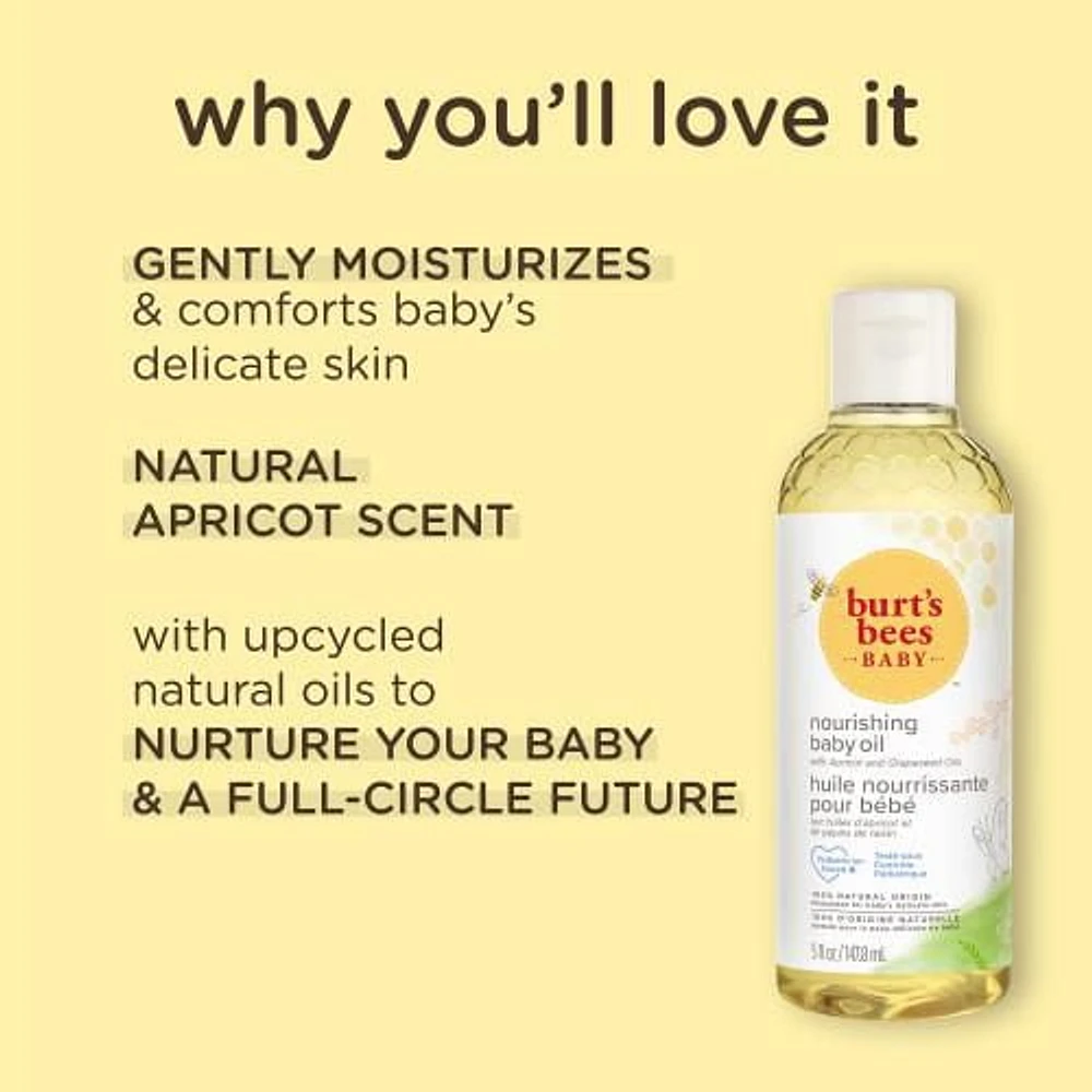 Burt’s Bees® Baby™ Nourishing Baby Oil, 100% Natural Origin Baby Skin Care, Paraben Free,