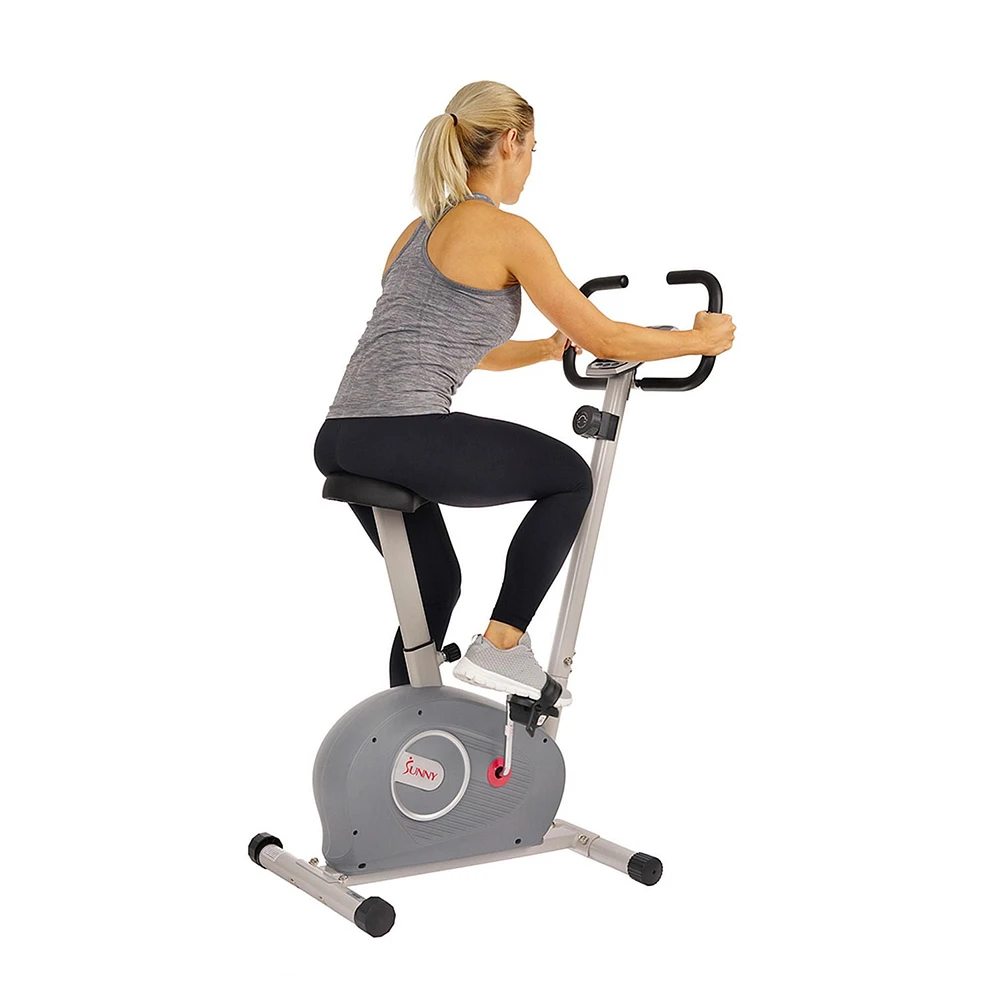 Sunny Health & Fitness Magnetic Resistance Upright Bike with Adjustable Seat, Magnetic Resistance, & Device Holder - SF-B2906