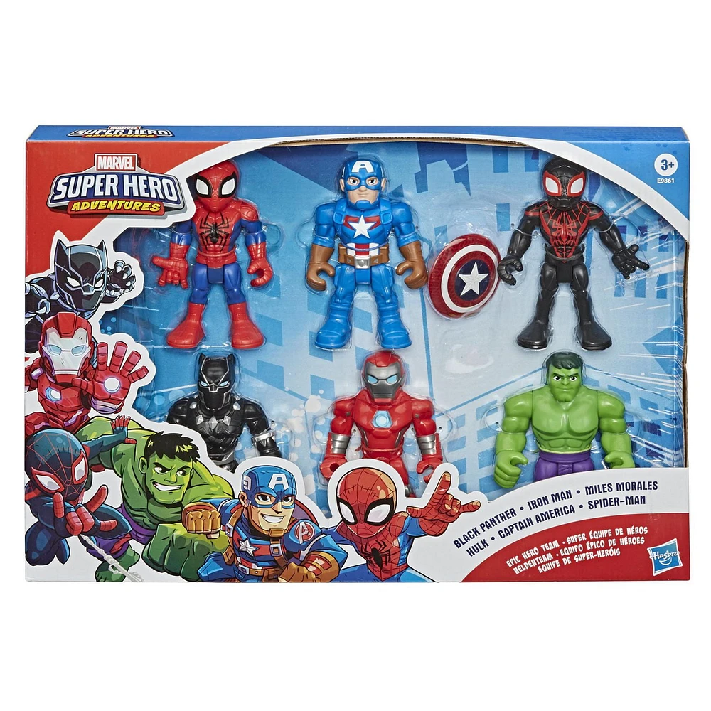 Playskool Heroes Marvel Super Hero Adventures 5-Inch Action Figure Toy 6-Pack, Includes Spider-Man and Hulk