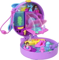 Polly Pocket Dolphin Rescue & Play Compact with 2 Micro Dolls and Sea Pets, Animal Toy with Ocean Accessories