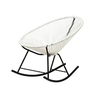 White Acapulco Rocker Chair, Black Frame, Outdoor Rocker.