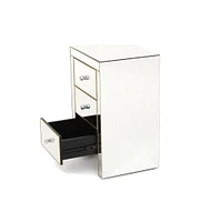 Modern Mirrored Nightstand With Gold Frame, 3 drawers, Ideal for Living Rooms and Bed Rooms