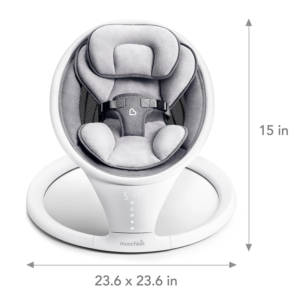 Munchkin Bluetooth Enabled Lightweight Baby Swing with Natural Sway in 5 Ranges of Motion, Includes Remote Control, Baby Swing