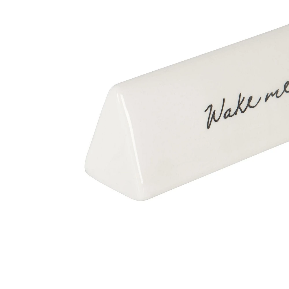 Linden "Wake me when it’s Friday" Porcelain Tabletop Art Plaque, 8.6in W x 1.6in H x 1.3in D