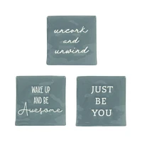 Linden “Just Be You” Porcelain Tabletop Square Art Plaque, 4.1in W x 4in H x 1.4in D