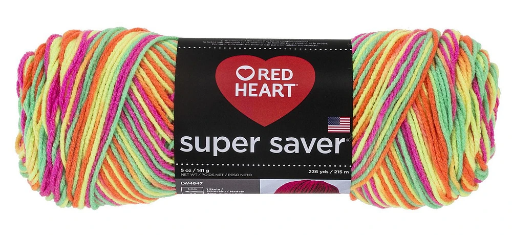 Red Heart® Super Saver® Yarn, Prints, Acrylic #4 Medium, 5oz/142g, 236 Yards, Durable yarn, wide color range