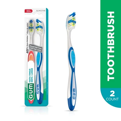 Brosse à dents Dents et Langue GUMᴹᴰ Pqt Double, Souple