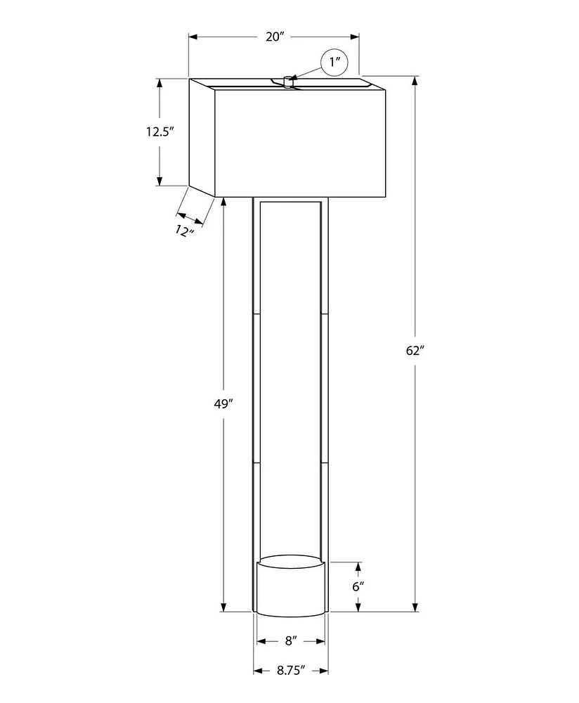 Monarch Specialties Lighting, 62"h, Floor Lamp, Black Metal, Ivory / Cream Shade, Contemporary