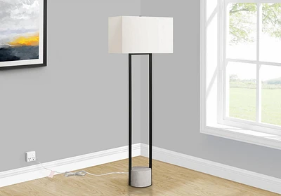 Monarch Specialties Lighting, 62"h, Floor Lamp, Black Metal, Ivory / Cream Shade, Contemporary