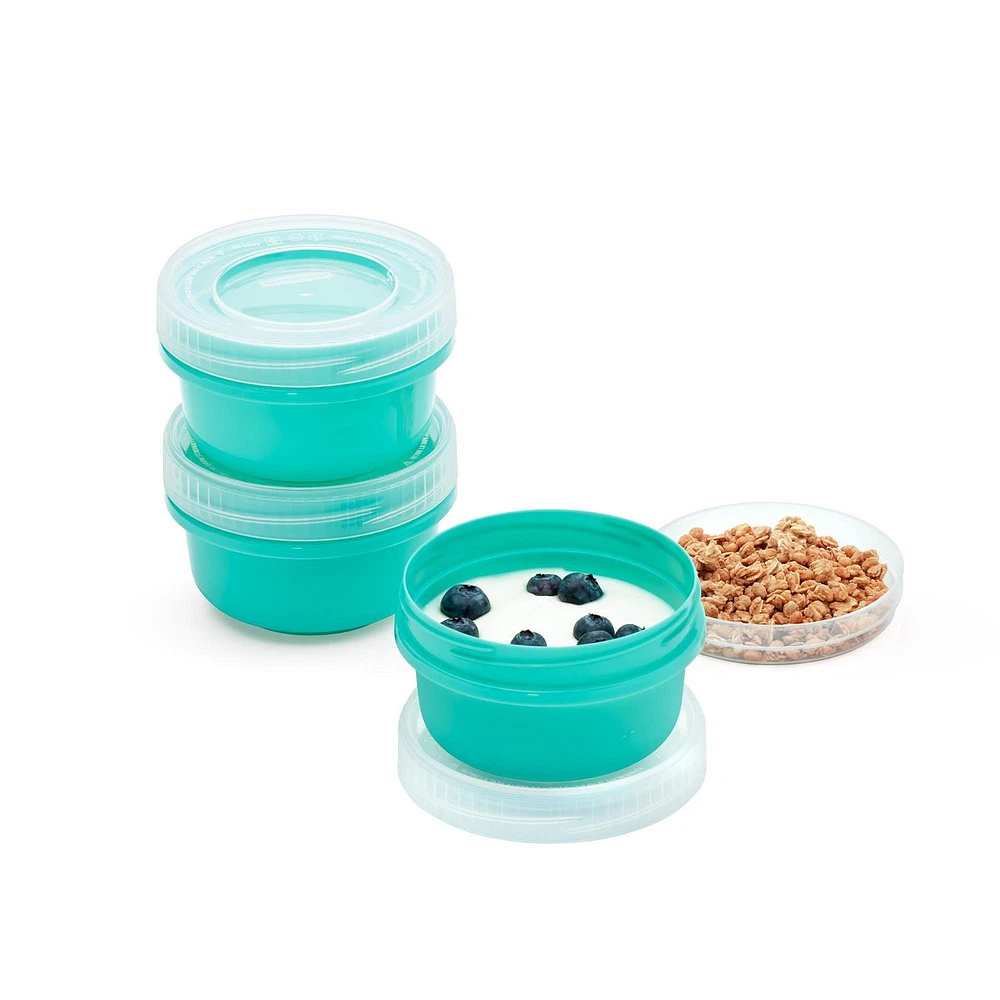 Rubbermaid TakeAlongs Twist & Seal Food Storage Containers, 1.6-cup, Teal Splash, 3-Pack, 378mL