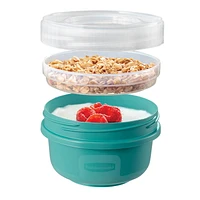 Rubbermaid TakeAlongs Twist & Seal Food Storage Containers, 1.6-cup, Teal Splash, 3-Pack, 378mL