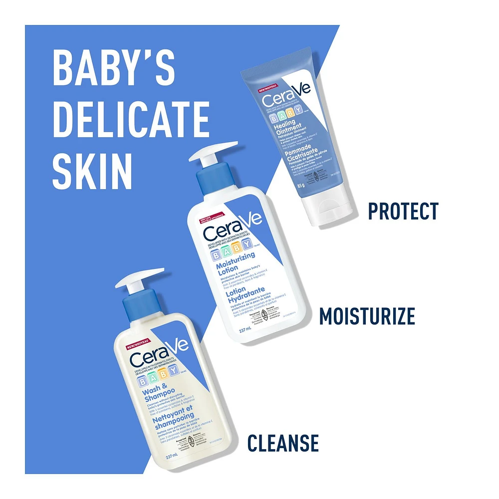 CeraVe Baby Moisturizing Lotion, Gentle Skin Care for Face & Body with Ceramides, Hyaluronic Acid, Niacinamide & Vitamin E. Fragrance-Free, Paraben-Free, Dye-free. Sensitive skin, non-greasy, 237ML.