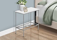 Monarch Specialties Accent Table, Side, End, Narrow, Small, 2 Tier, Living Room, Bedroom, Metal, Laminate, White, Grey, Contemporary, Modern