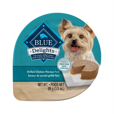 BLUE Delights Saveur de poulet grille pâté pour chiens de petite race 99g