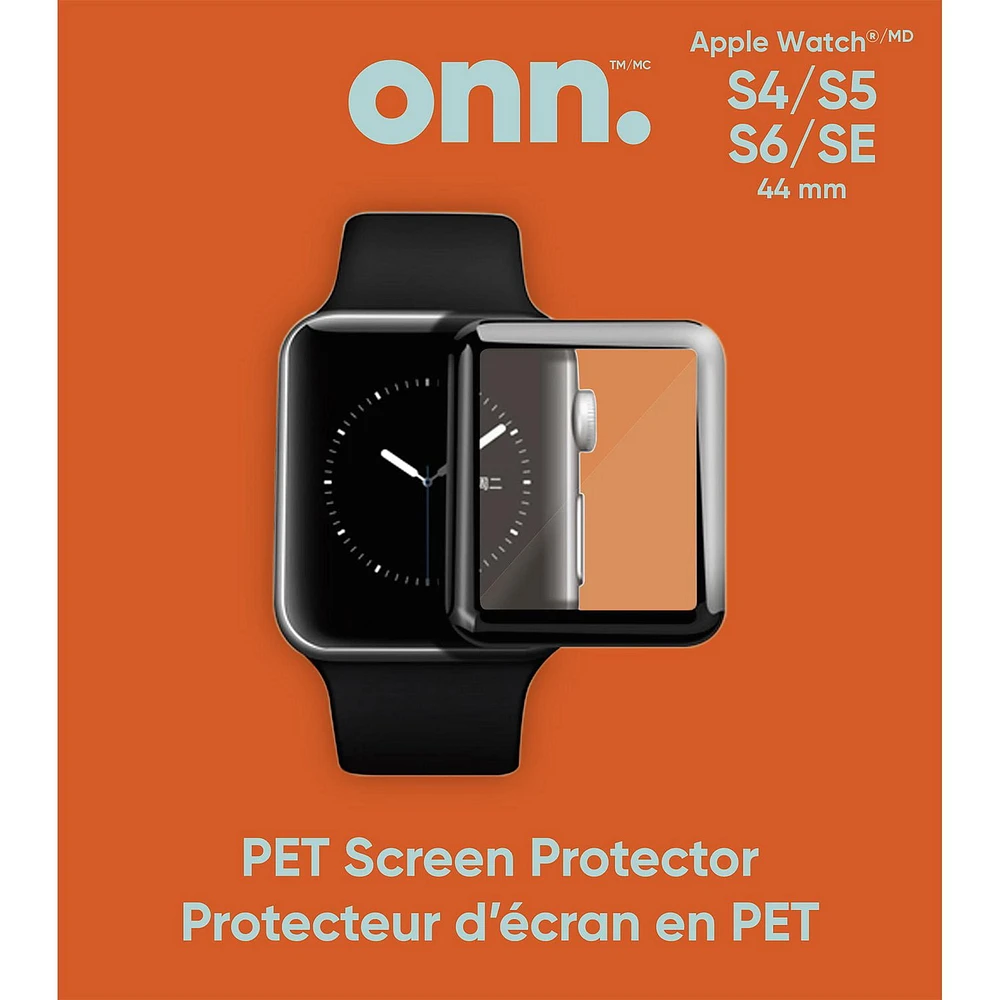 onn. 44 mm Apple Watch S4/S5/S6/SE Protector, Anti-bubble