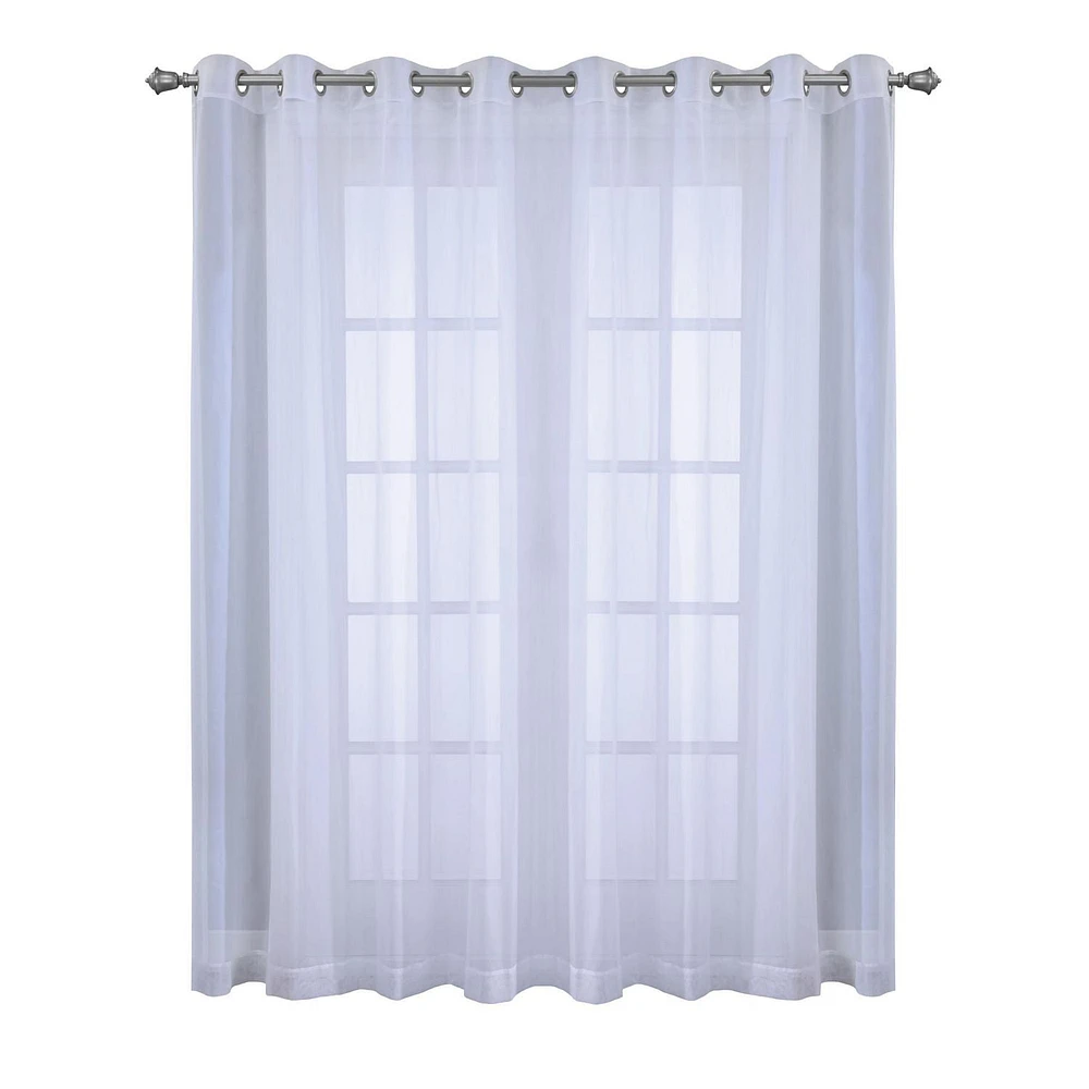 Cote Sheer Wide Width Grommet Curtain Panel Pair 112" x 84" each in White