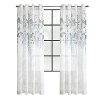 Flora Sheer Grommet Curtain Panel Pair 52" x 84" each in Olive Green