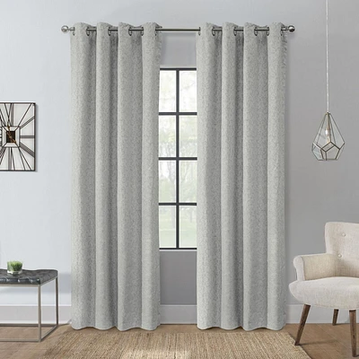 Sophie 100% Blackout Grommet Curtain Panel Pair 52" x 95" each in Silver