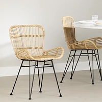 Rattan Dining Chair with Armrests