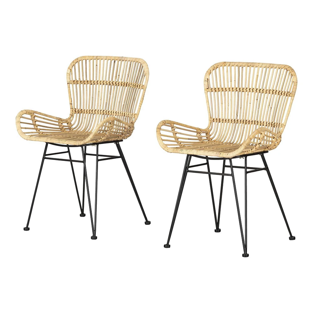 Rattan Dining Chair with Armrests