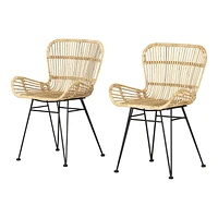 Rattan Dining Chair with Armrests