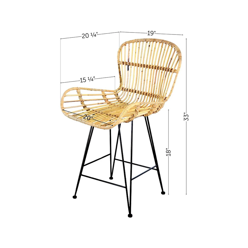 Rattan Dining Chair with Armrests