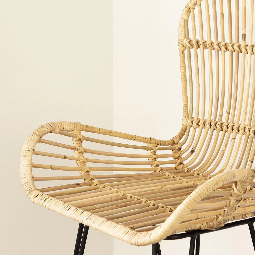 Rattan Dining Chair with Armrests