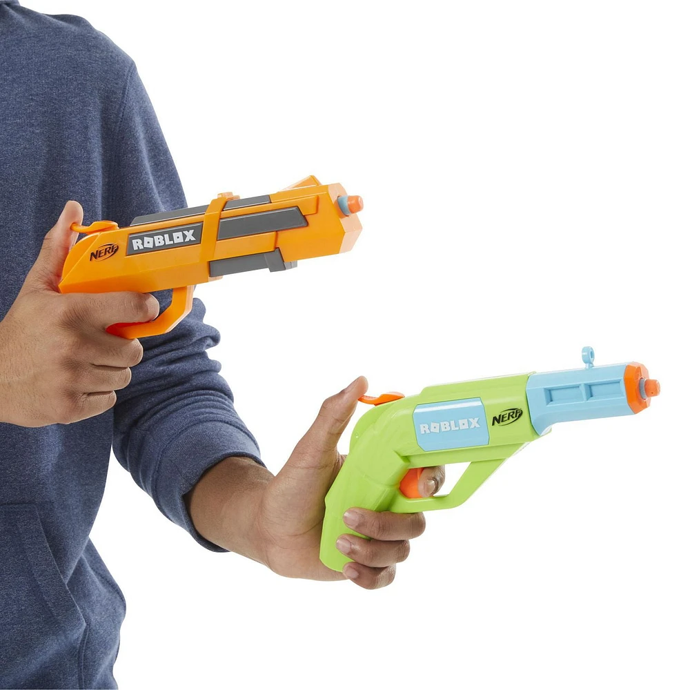 Nerf Roblox Jailbreak: Armory, Includes 2 Hammer-Action Blasters, 10 Nerf Elite Darts, Code To Unlock In-Game Virtual Item