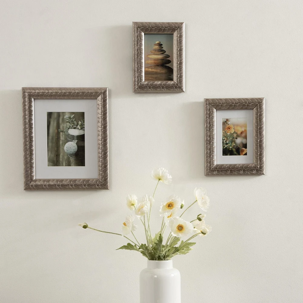 hometrends Sianna Silver Tabletop Picture Frame, 8" x 10"/5" x 7"